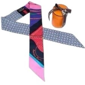 Hermes Clic Clac Cannage Silk Twilly Scarf